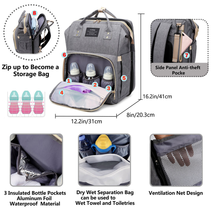 2-1 Ultimate Diaper Bag & Baby Bed